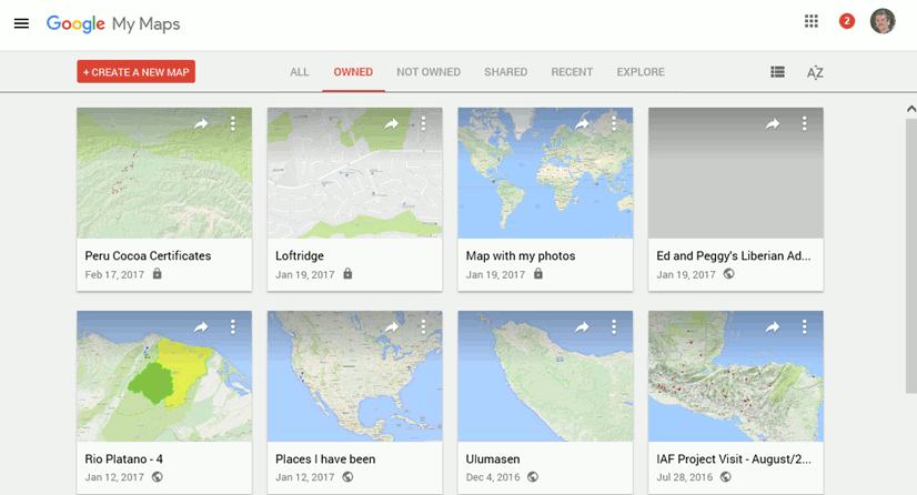 Google My Maps home screenshot